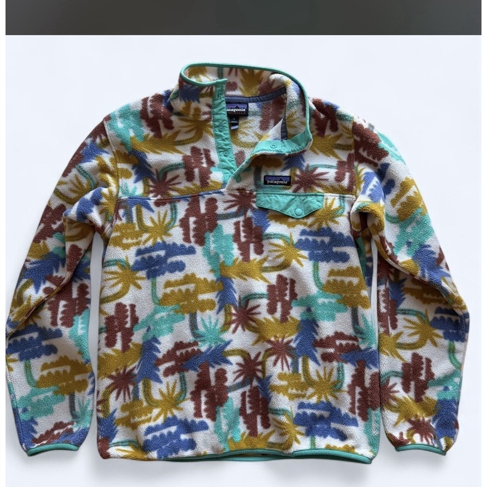 Patagonia Multicolor Abstract 1/4 Snap Pullover Jacket Stand-Up Collar M